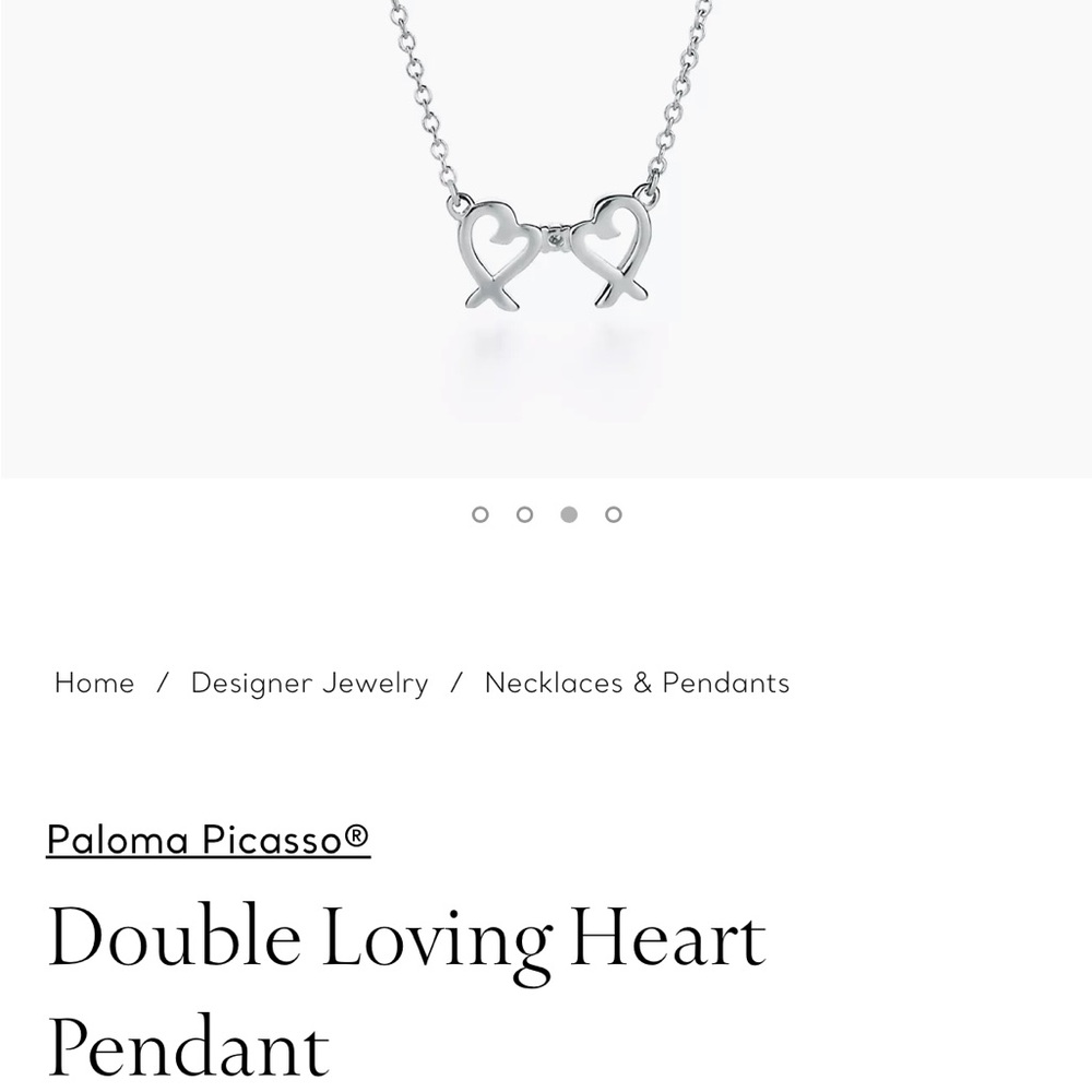 Tiffany Double Loving Heart Pendant designed by P. Picasso in silver + diamonds